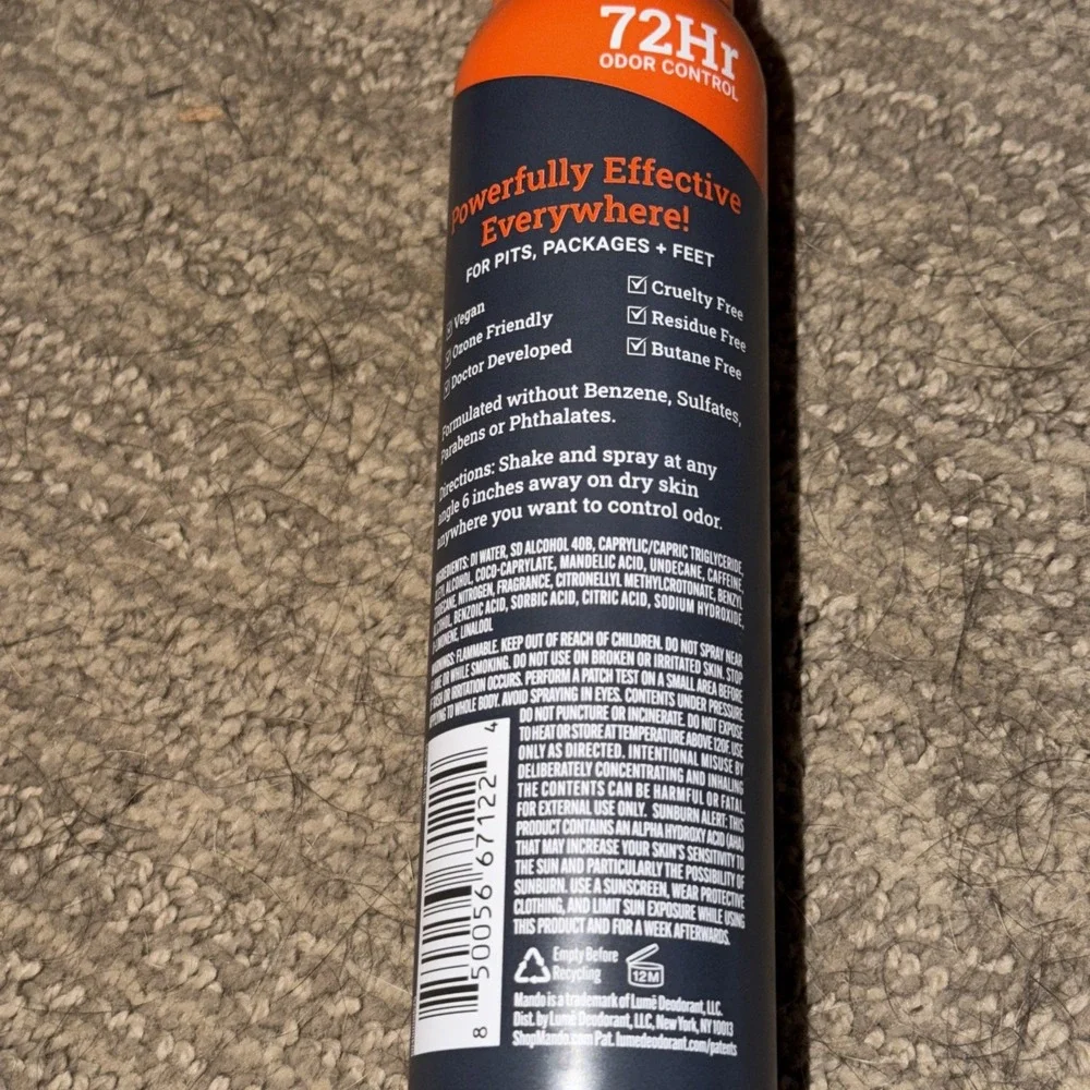 Mando Men's Whole Body 72 Hr Spray Deodorant-Aluminum Free, Invisible. Mt .Fuji